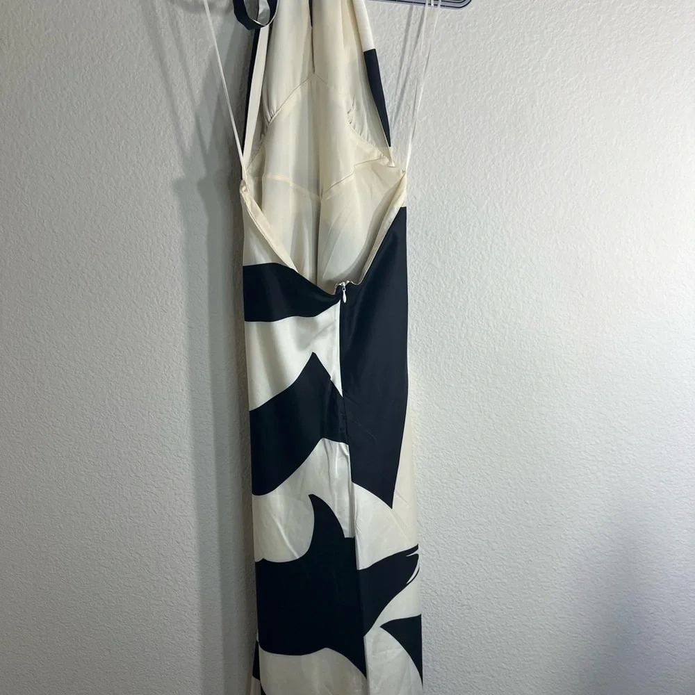 Anthropologie women’s Bardot Citron abstract colorblock print Halter Midi Dress - Picture 7 of 12
